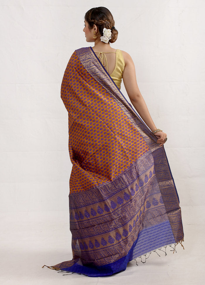 Rust Cotton Saree With Blouse Piece - Indian Silk House Agencies