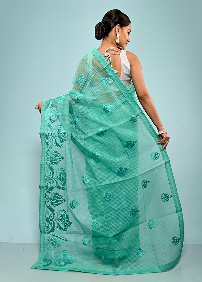 Green Net Saree With Blouse Piece - Indian Silk House Agencies