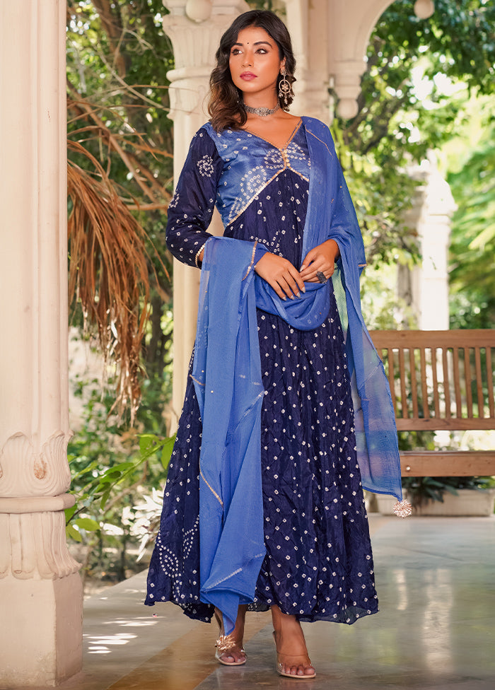 3 Pc Blue Pure Silk Hand Crafted Suit Set - Indian Silk House Agencies