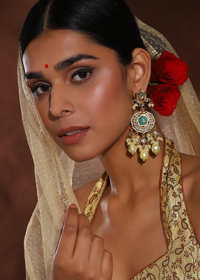 Golden Moon Stone Alloy Earrings - Indian Silk House Agencies