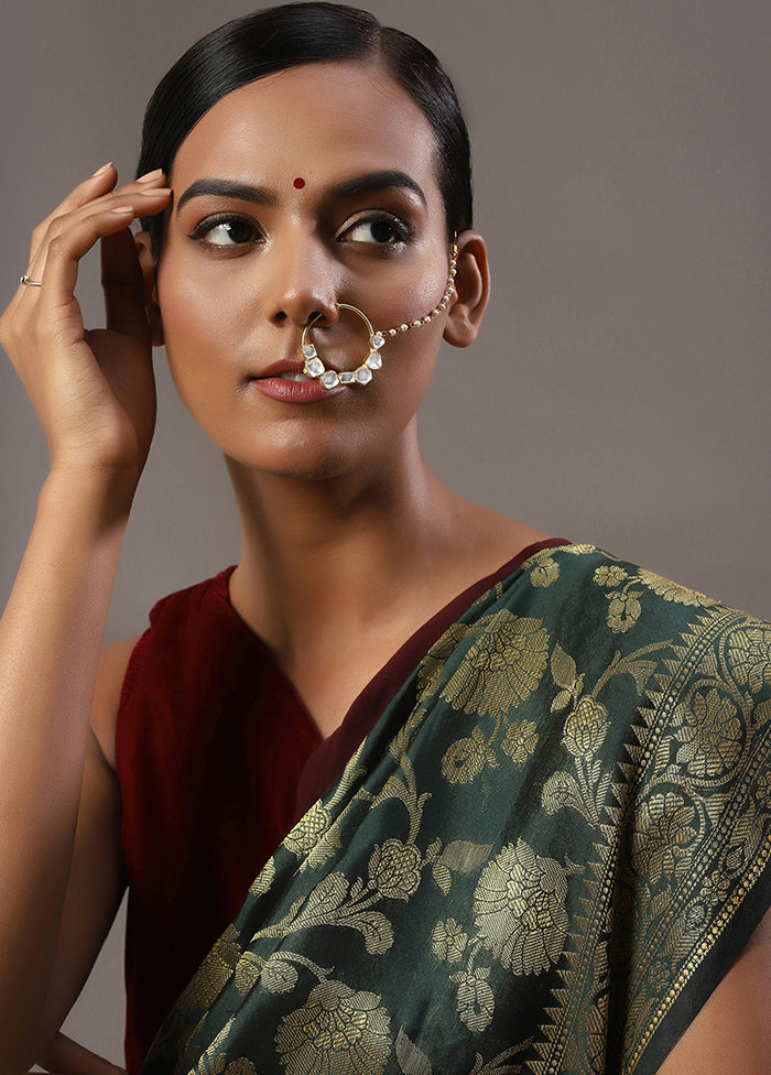 Kundan Nose Ring with chain - Indian Silk House Agencies