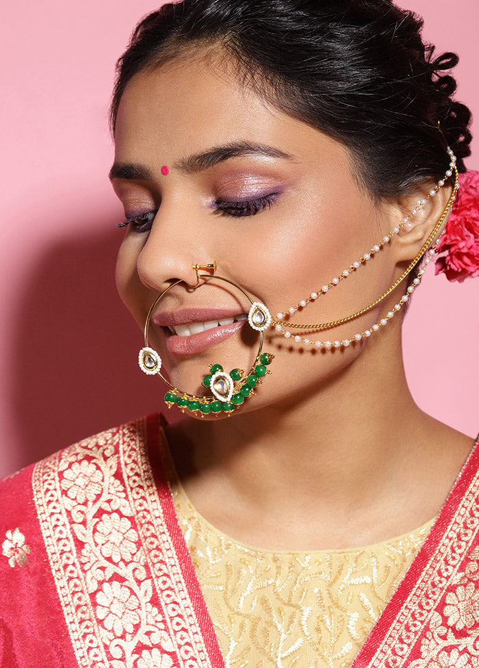 Silver Stone Work Alloy Nose Ring - Indian Silk House Agencies