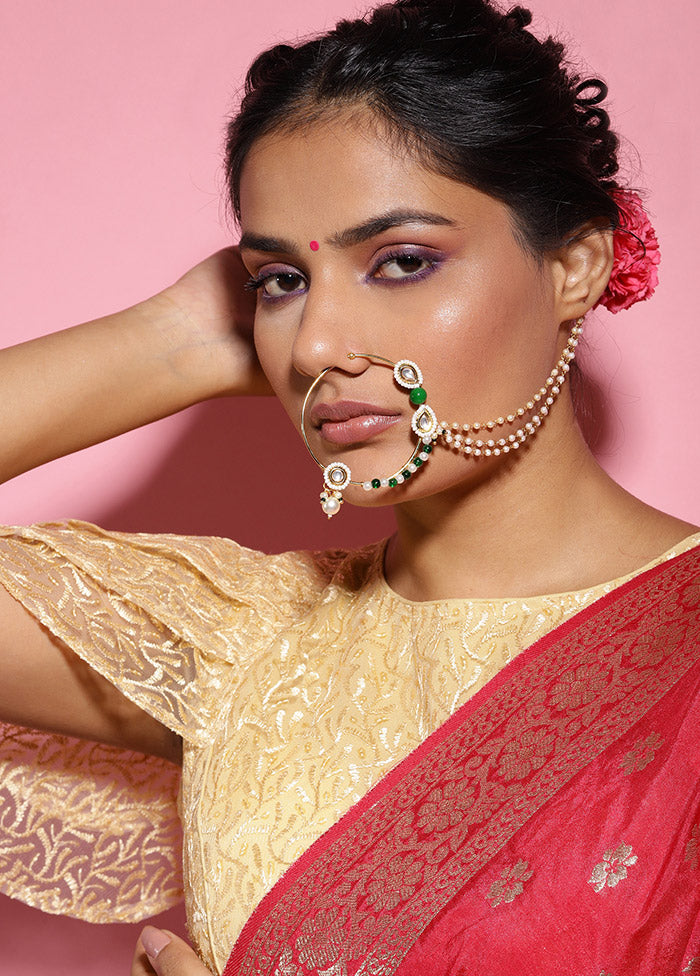 Silver Stone Work Alloy Nose Ring - Indian Silk House Agencies