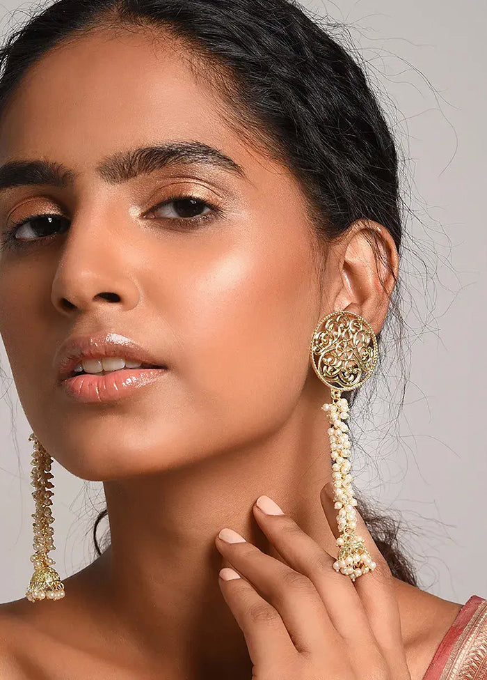 Gold Tone Handcrafted Earrings With Pearls - Indian Silk House Agencies