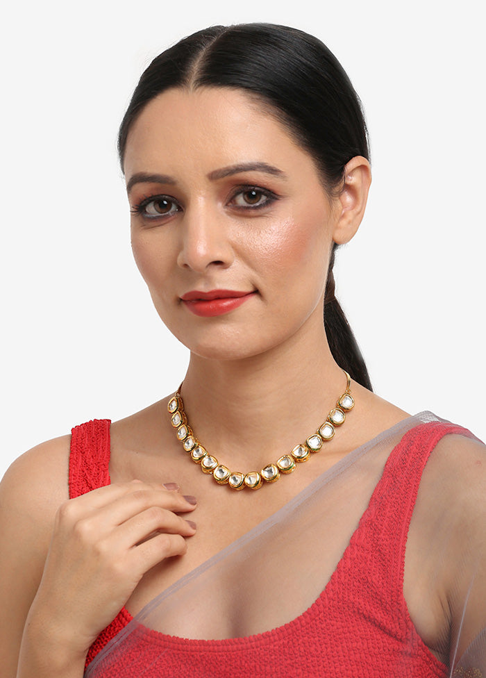 Gold Plated Kundan Necklace - Indian Silk House Agencies