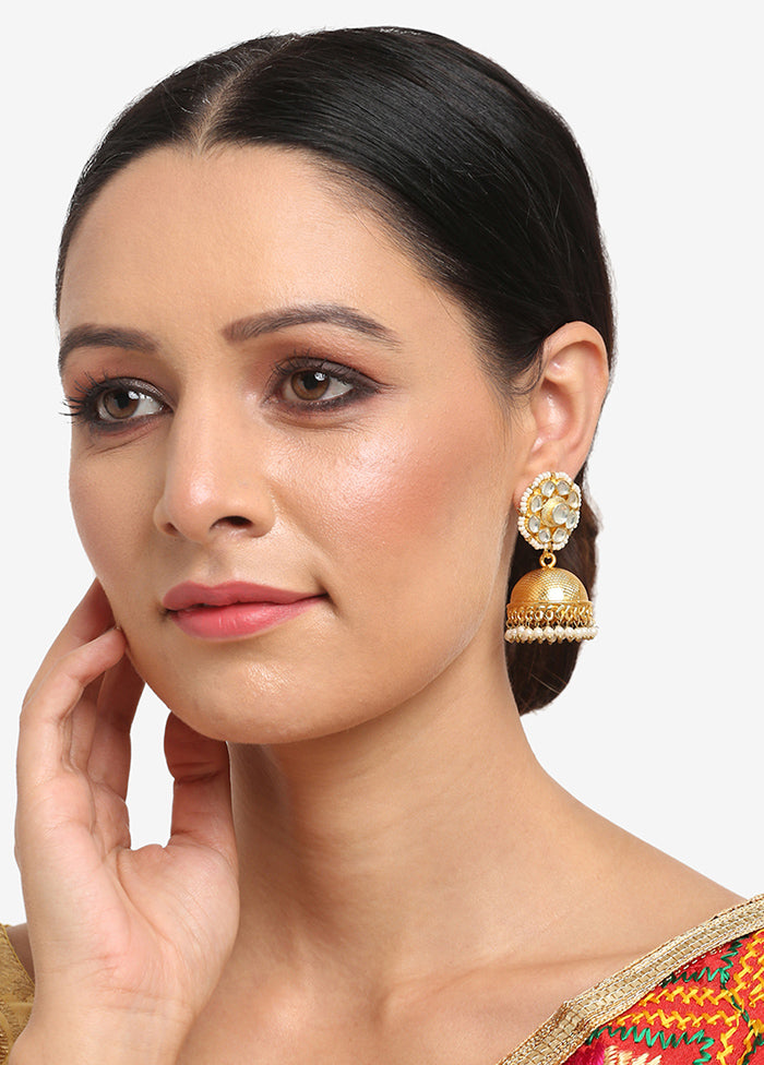 Gold Plated Kundan Jhumka Earrings - Indian Silk House Agencies