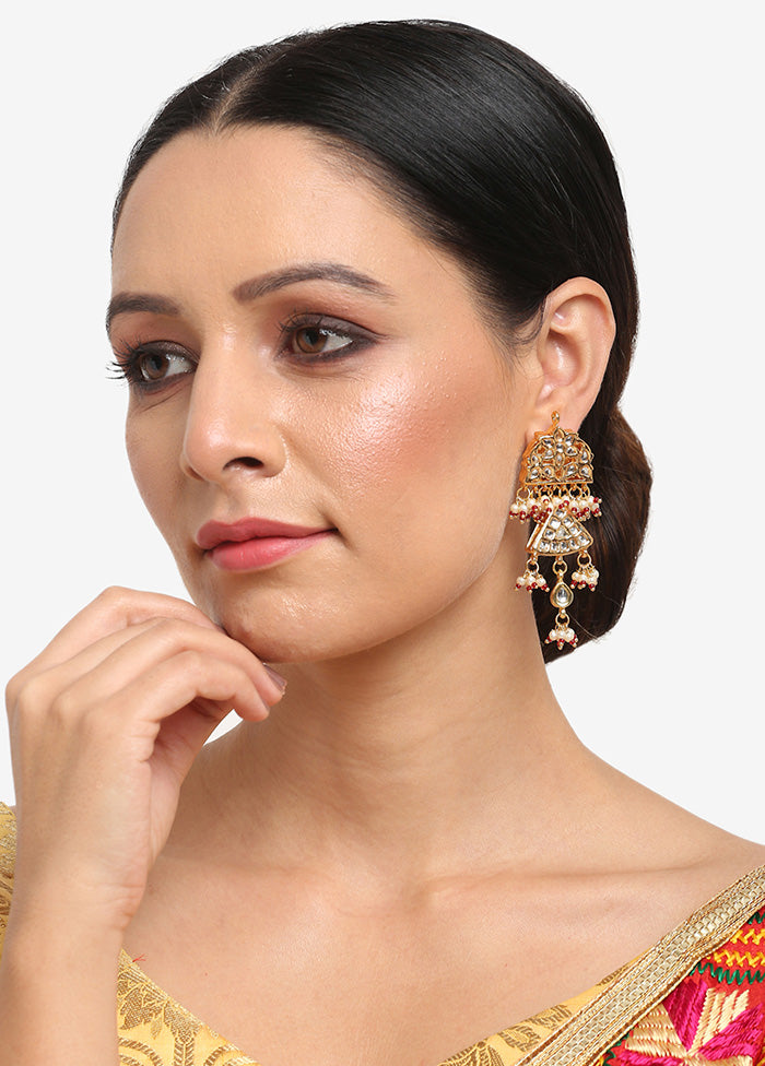 Gold Plated Kundan Dangler Earrings - Indian Silk House Agencies