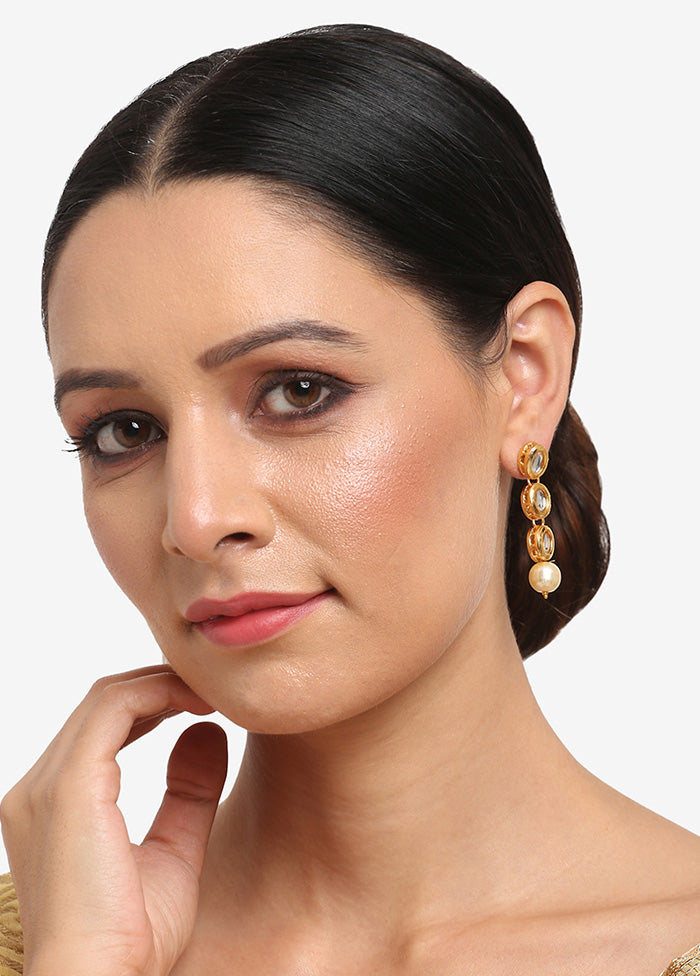 Rose Gold Plated Kundan Dangler Earrings - Indian Silk House Agencies