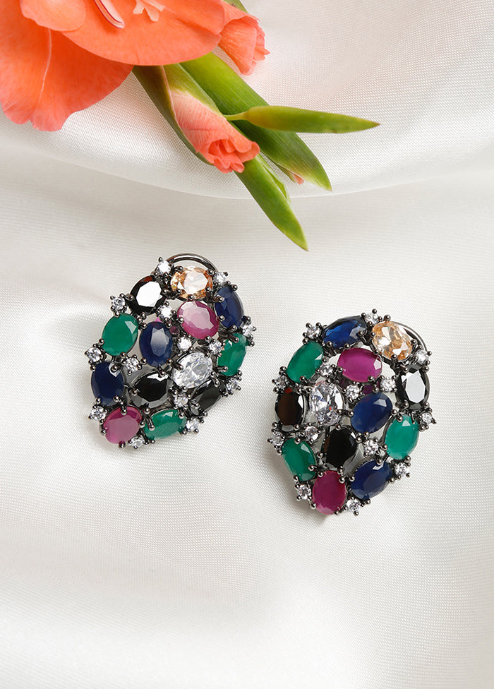 Multicolor Stone Studded Studs - Indian Silk House Agencies