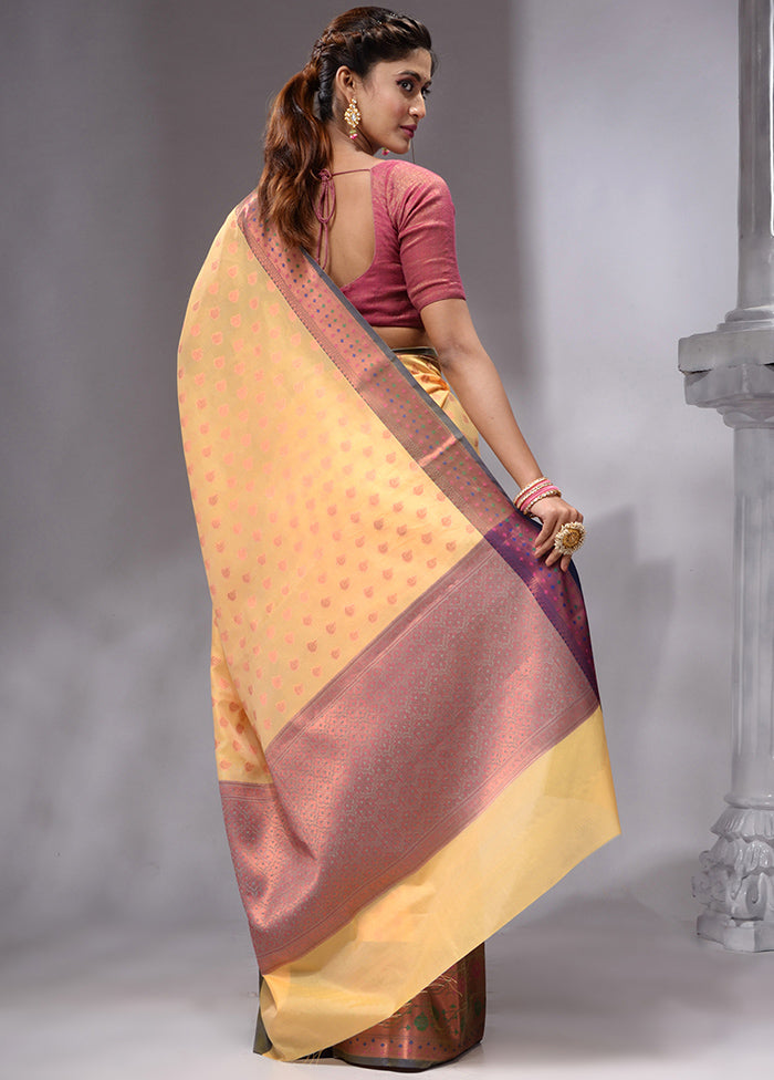 yellow Spun Silk Saree With Blouse Piece - Indian Silk House Agencies