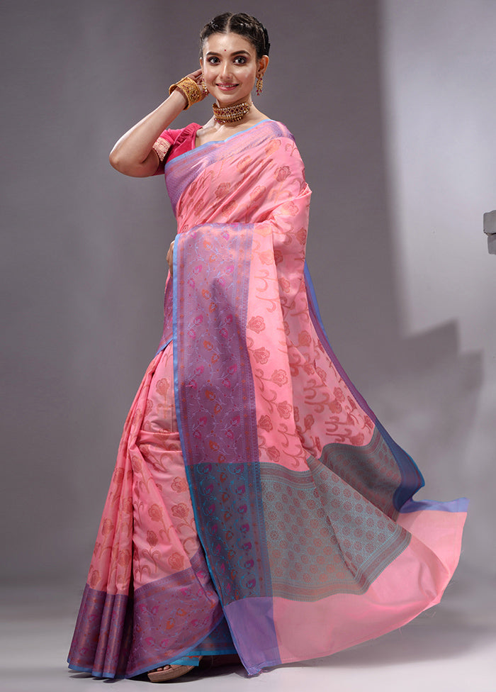 Pink Spun Silk Saree With Blouse Piece - Indian Silk House Agencies