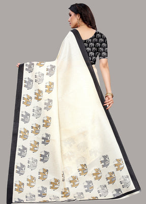 White Spun Silk Woven Saree With Blouse Piece - Indian Silk House Agencies
