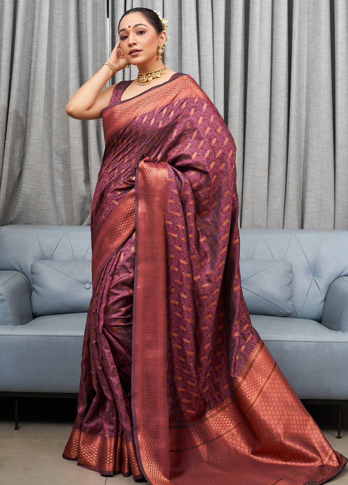 Lavender Dola Silk Zari Woven Saree With Blouse - Indian Silk House Agencies