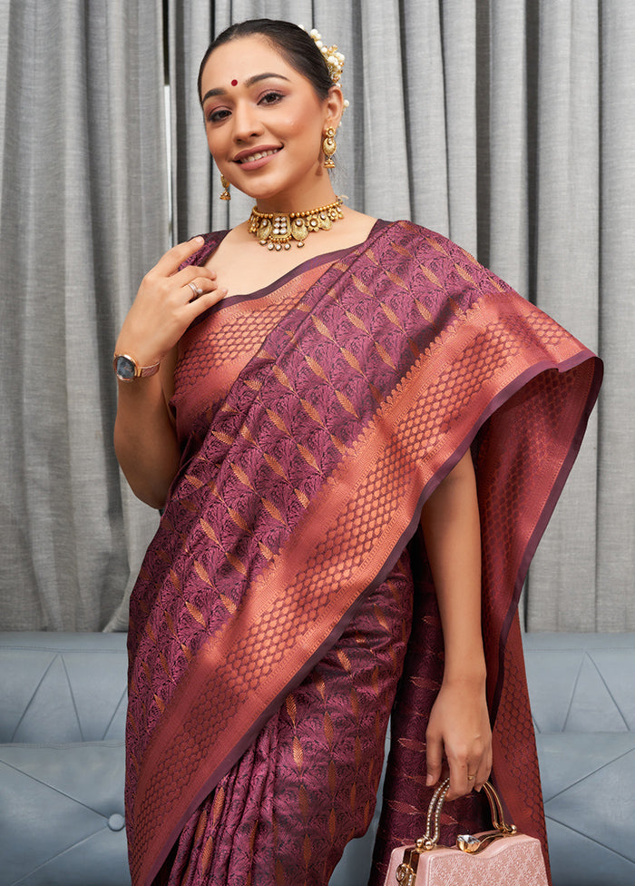 Lavender Dola Silk Zari Woven Saree With Blouse - Indian Silk House Agencies