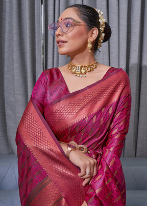 Pink Dola Silk Zari Woven Saree With Blouse - Indian Silk House Agencies