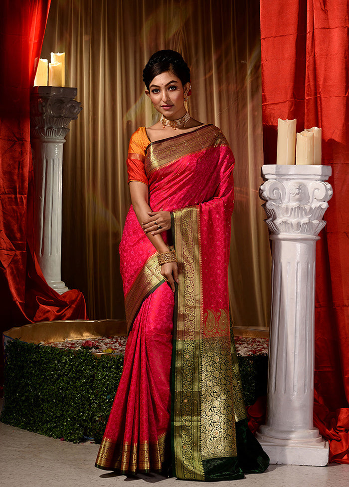 Pink Dupion Silk Saree With Blouse Piece - Indian Silk House Agencies