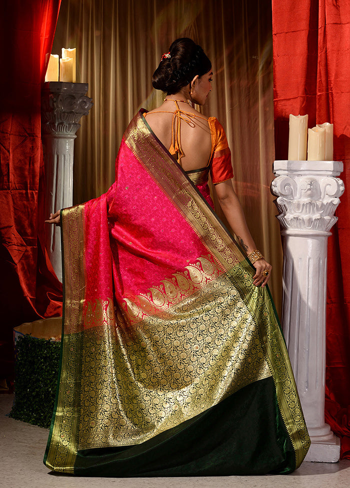 Pink Dupion Silk Saree With Blouse Piece - Indian Silk House Agencies