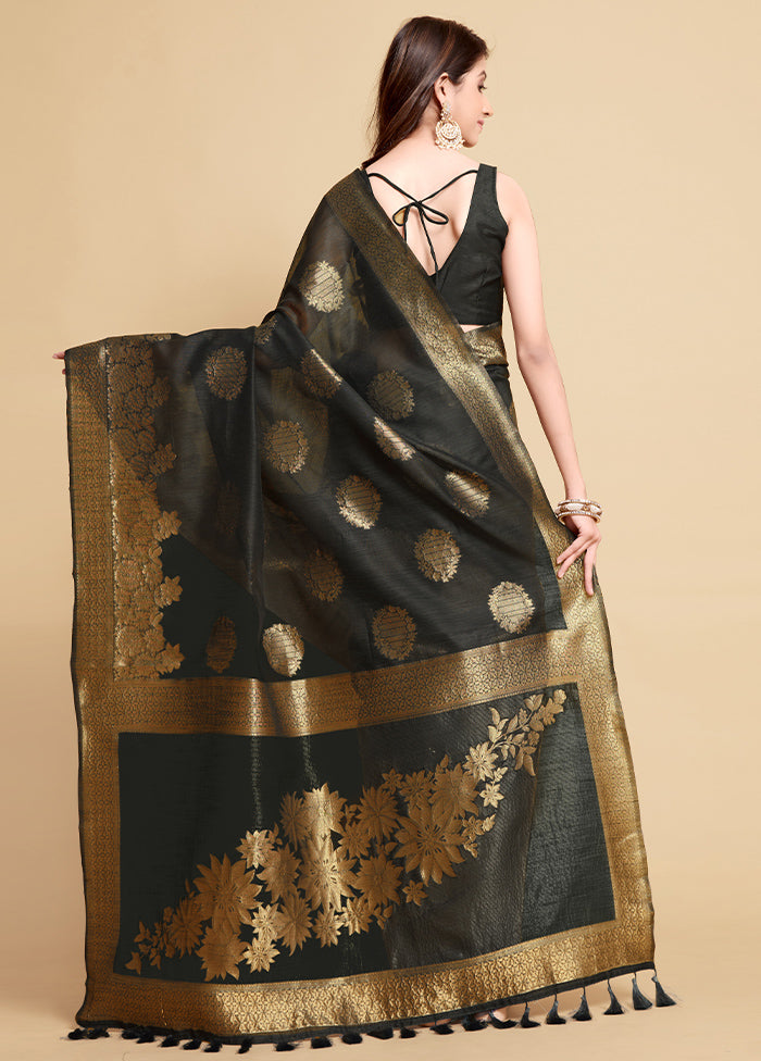 Grey Spun Silk Saree With Blouse Piece - Indian Silk House Agencies