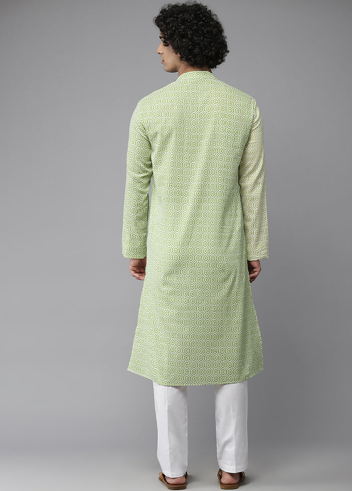 Lime Green Solid Cotton Kurta VDVSD1912245 - Indian Silk House Agencies