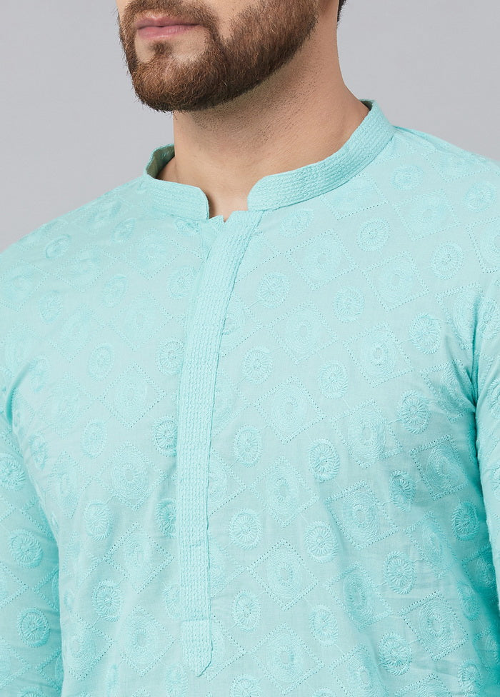 Lime Green Chikankari Embroidered Woven Design Straight Kurta VDVSD0608 - Indian Silk House Agencies