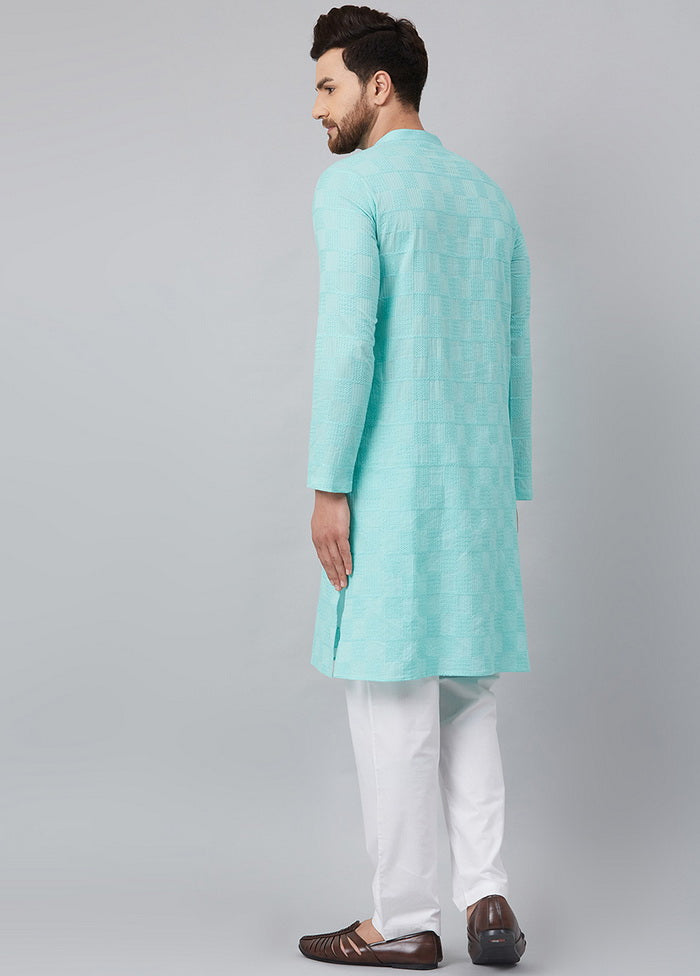 Lime Green Chikankari Embroidered Woven Design Straight Kurta VDVSD0612 - Indian Silk House Agencies