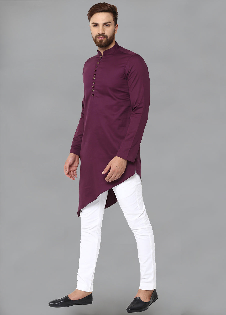 Purple Color Solid Cotton Kurta VDVSD0135 - Indian Silk House Agencies