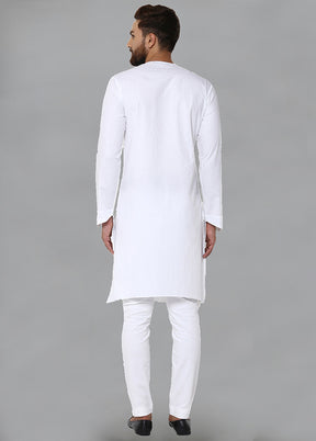 White Color Solid Cotton Kurta VDVSD0158 - Indian Silk House Agencies