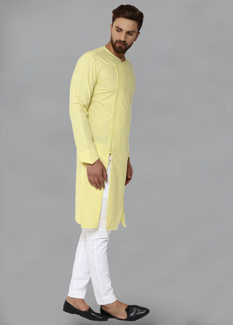 Yellow Color Solid Cotton Kurta VDVSD0168 - Indian Silk House Agencies