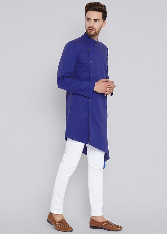 Blue Color Solid Cotton Kurta VDVSD0219 - Indian Silk House Agencies