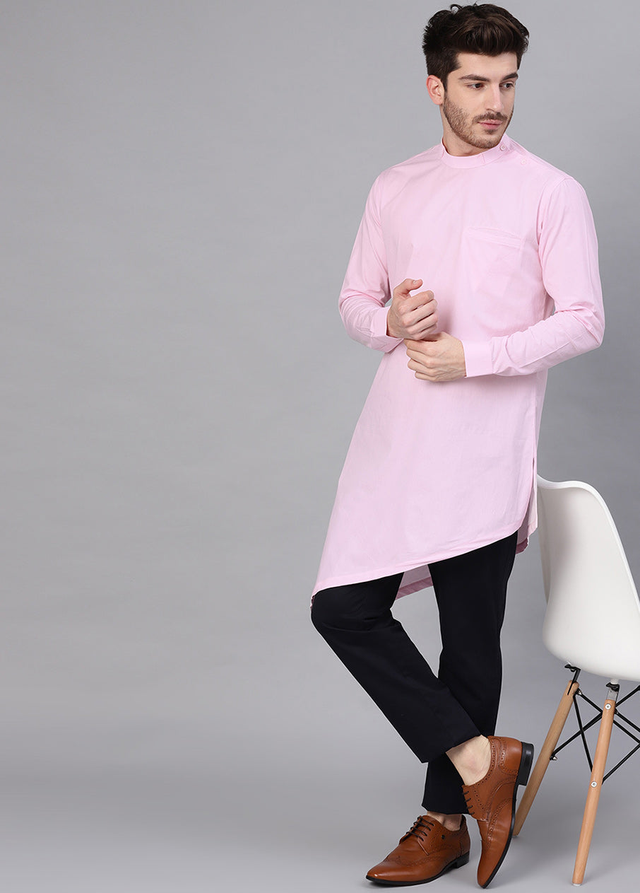Pink Color Solid Cotton Kurta VDVSD0350 - Indian Silk House Agencies