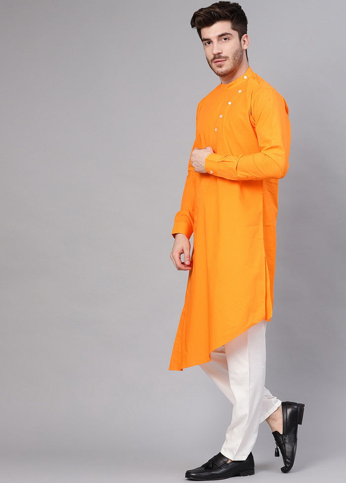 Orange Color Solid Cotton Kurta VDVSD0373 - Indian Silk House Agencies