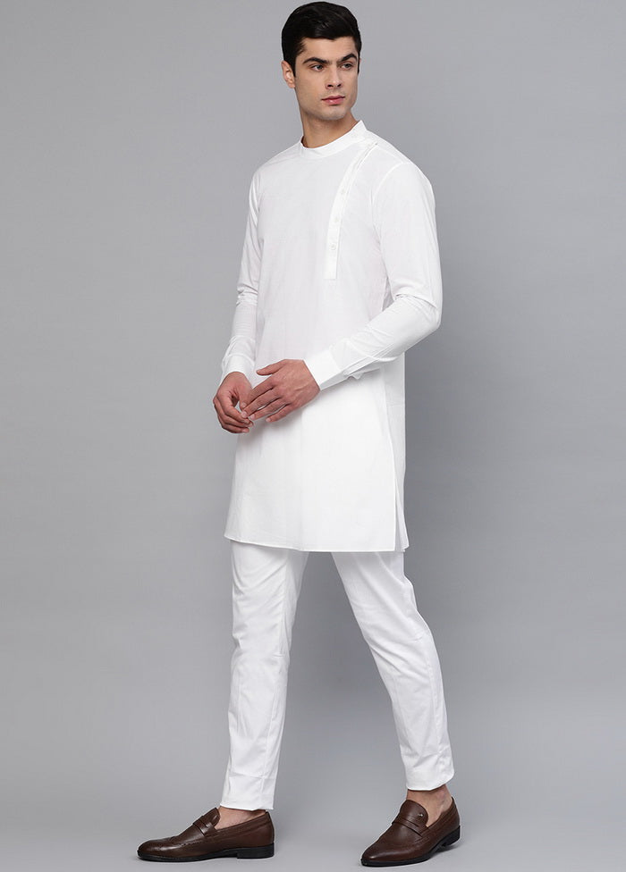 Cotton Full Sleeve Solid White Kurta VDVSD0439 - Indian Silk House Agencies