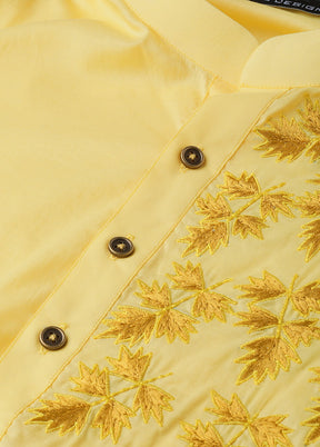 Yellow Embroidered Straight Kurta VDVSD0479 - Indian Silk House Agencies