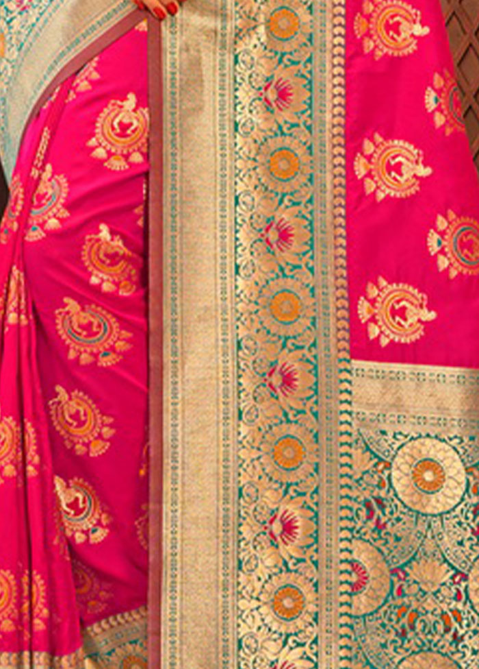 Magenta Spun Silk Saree With Blouse Piece - Indian Silk House Agencies