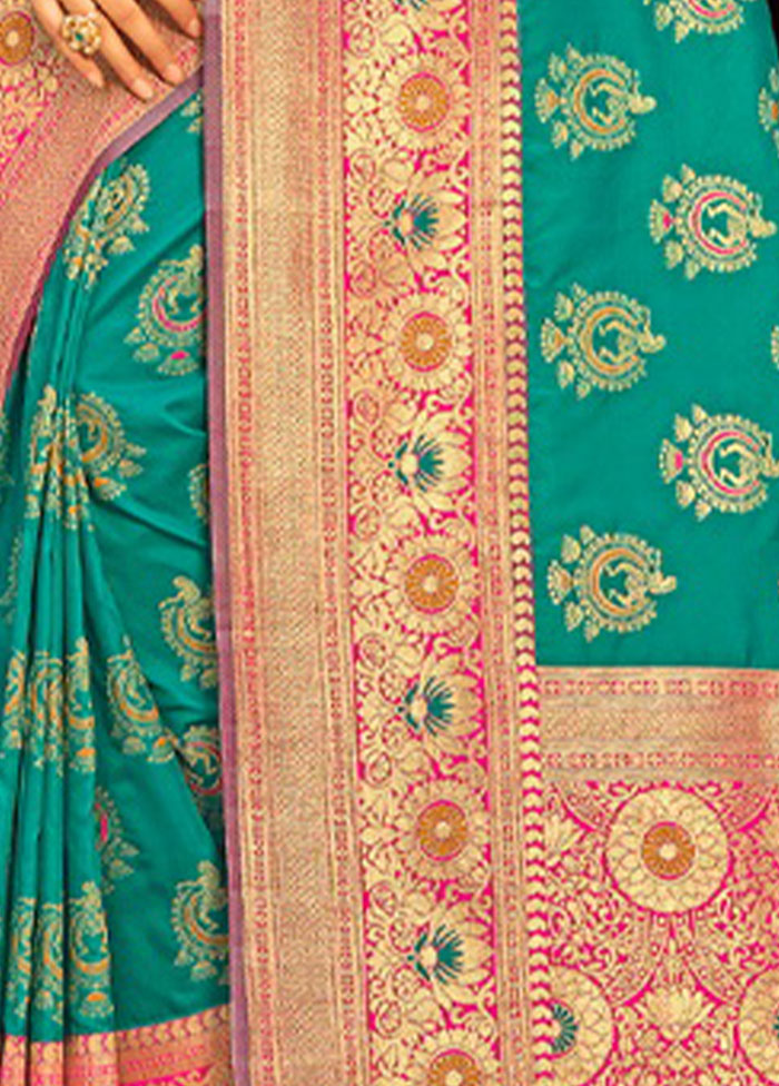 Sea Green Spun Silk Saree With Blouse Piece - Indian Silk House Agencies