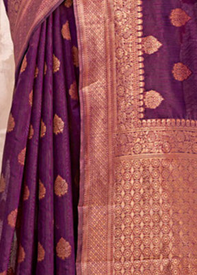 Purple Cotton Saree With Blouse Piece - Indian Silk House Agencies