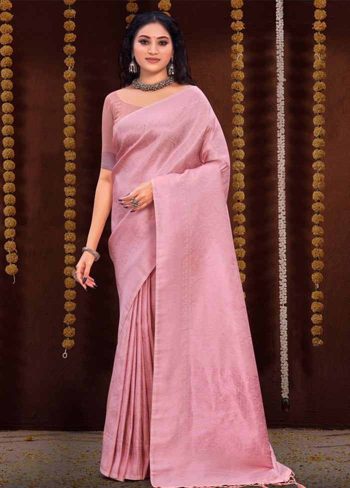 Pink Spun Silk Saree With Blouse Piece - Indian Silk House Agencies