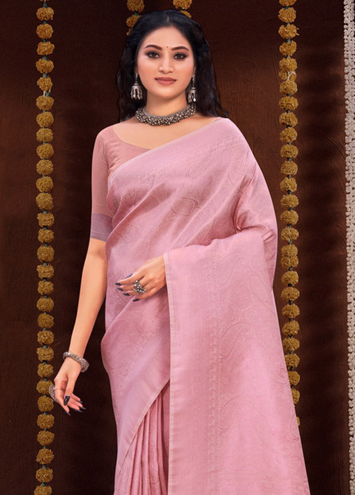 Pink Spun Silk Saree With Blouse Piece - Indian Silk House Agencies