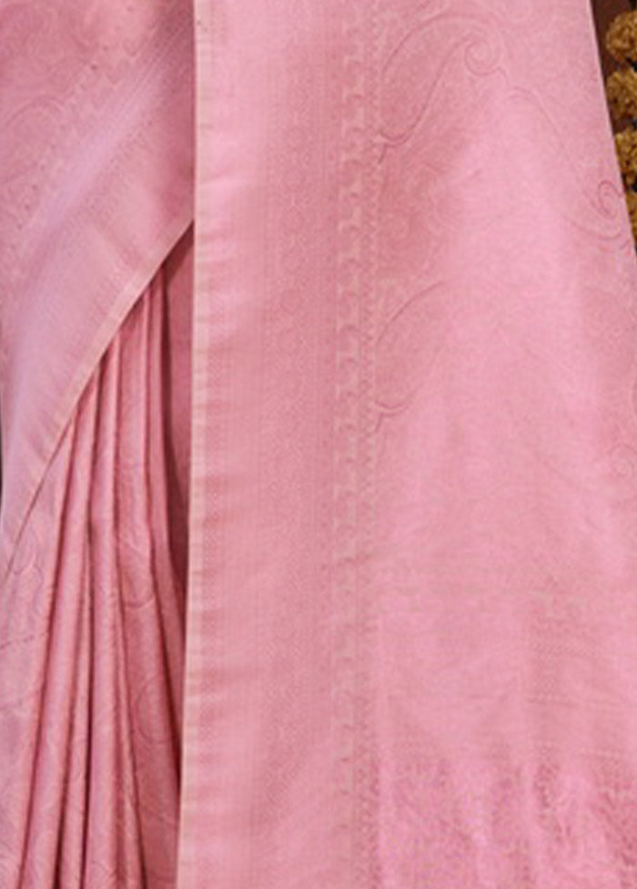 Pink Spun Silk Saree With Blouse Piece - Indian Silk House Agencies