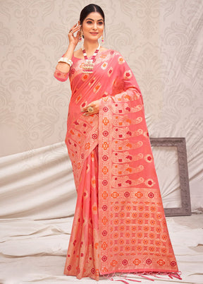 Pink Cotton Saree With Blouse Piece - Indian Silk House Agencies