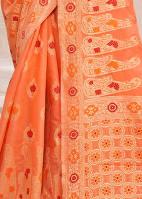 Orange Cotton Saree With Blouse Piece - Indian Silk House Agencies