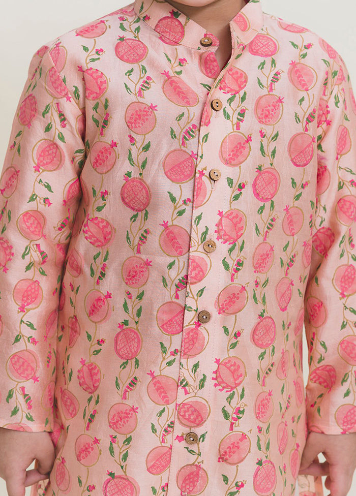 Powder Pink Silk Kurta Pajama Set For Boys - Indian Silk House Agencies