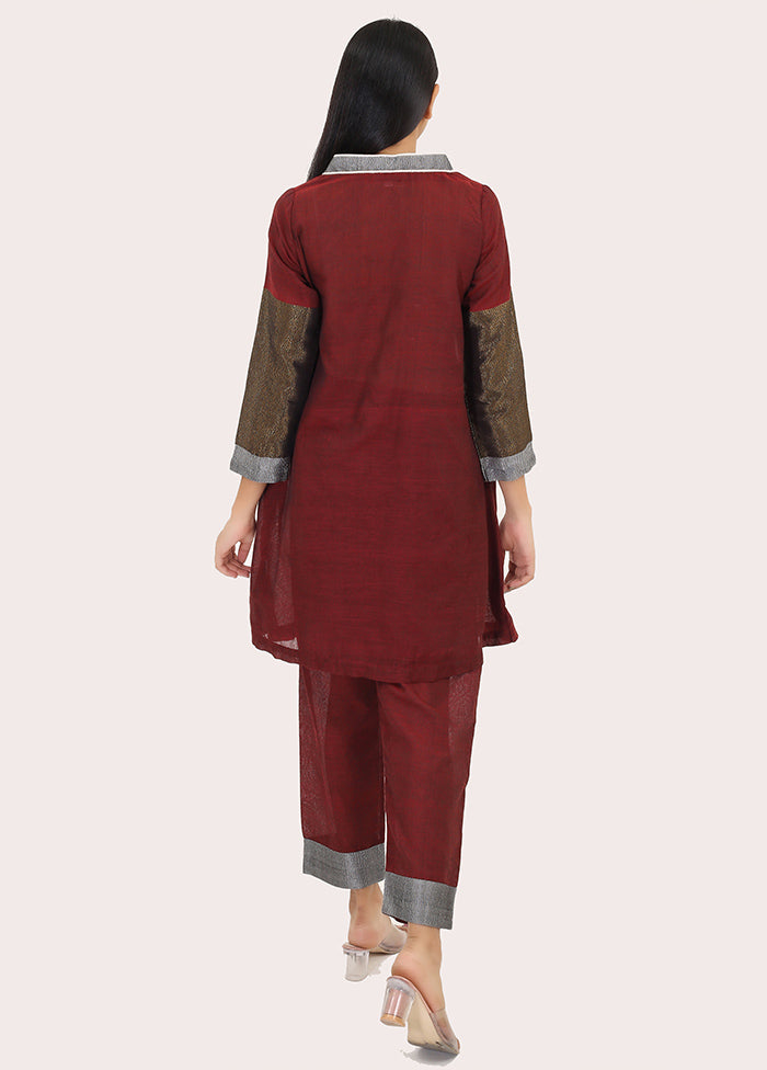 2 Pc Red Pure Readymade Cotton Kurti Set - Indian Silk House Agencies