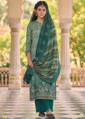 3 Pc Multicolor Unstitched Cotton Suit Set - Indian Silk House Agencies