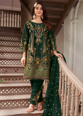 3 Pc Green Readymade Organza Suit Set - Indian Silk House Agencies