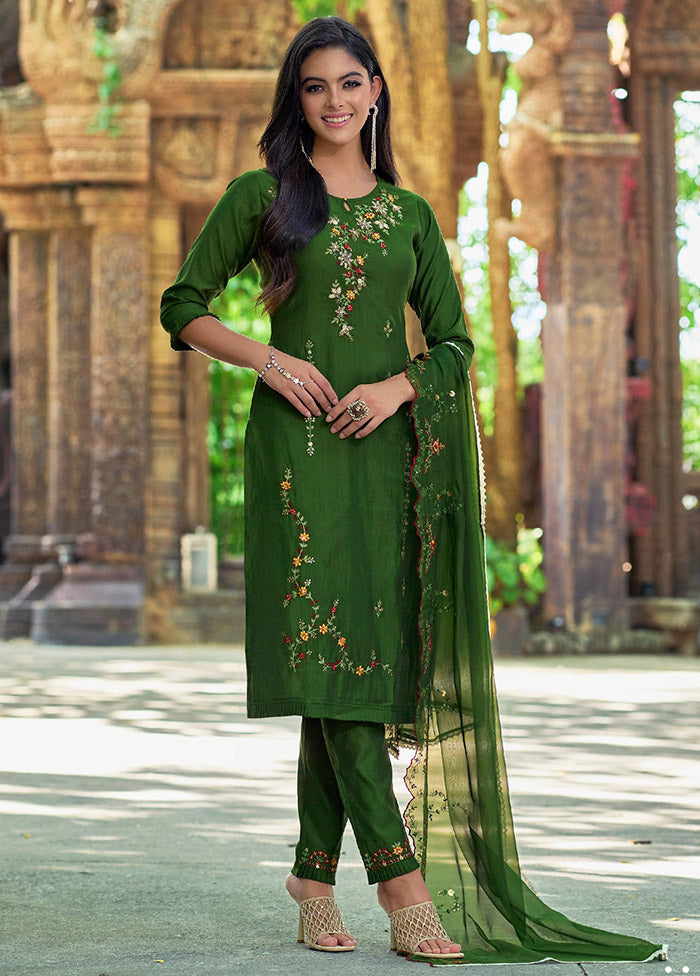 3 Pc Multicolor Readymade Viscose Suit Set - Indian Silk House Agencies