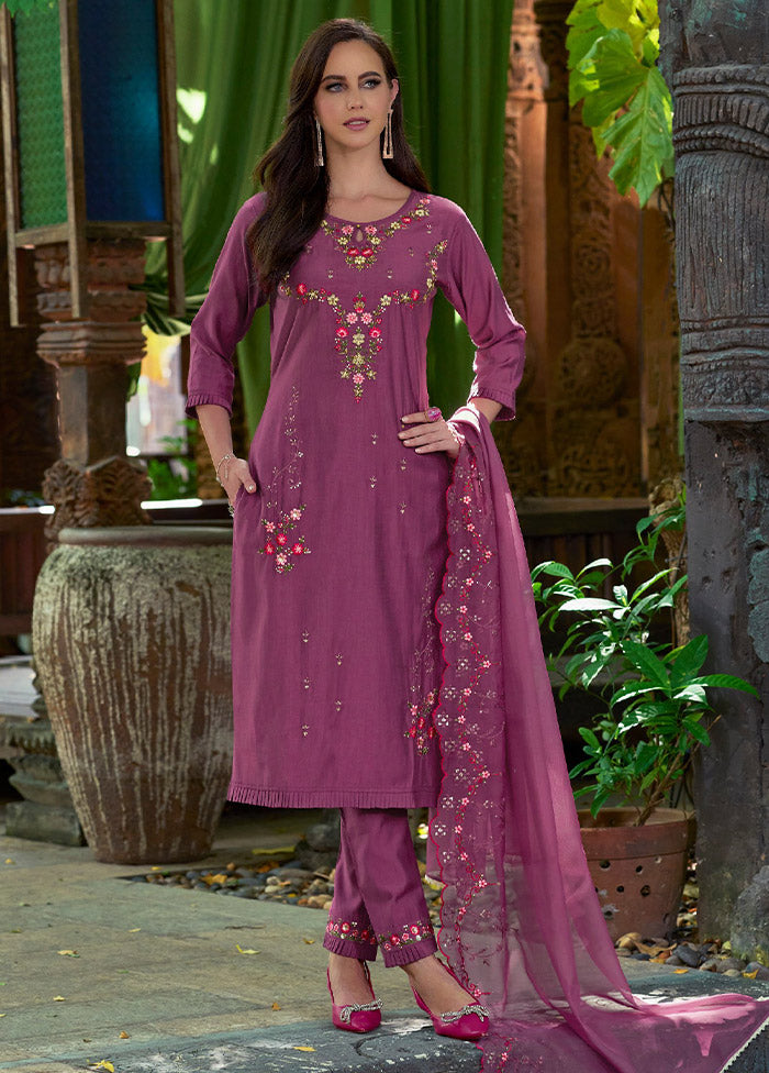 3 Pc Multicolor Readymade Viscose Suit Set - Indian Silk House Agencies