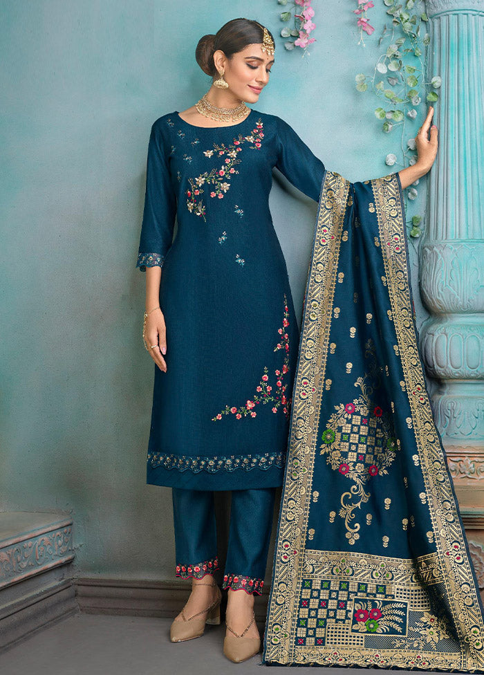 3 Pc Multicolor Readymade Viscose Suit Set - Indian Silk House Agencies