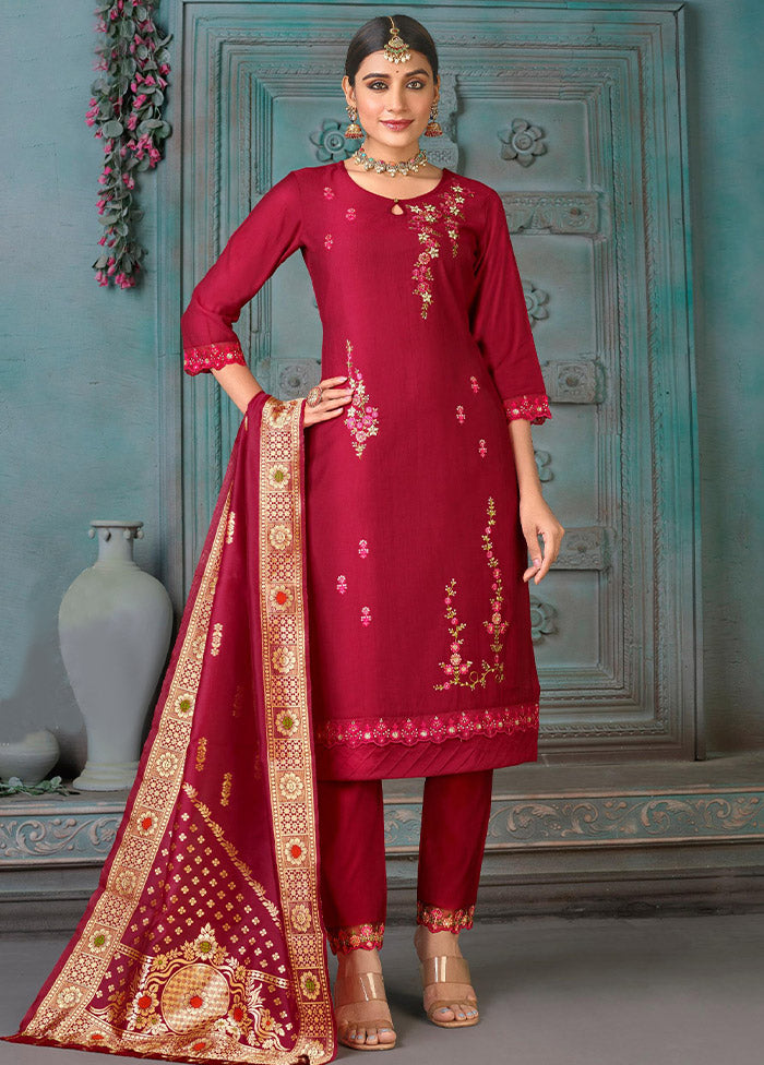 3 Pc Multicolor Readymade Viscose Suit Set - Indian Silk House Agencies