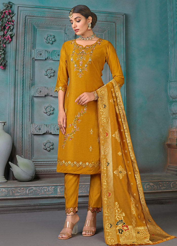 3 Pc Multicolor Readymade Viscose Suit Set - Indian Silk House Agencies